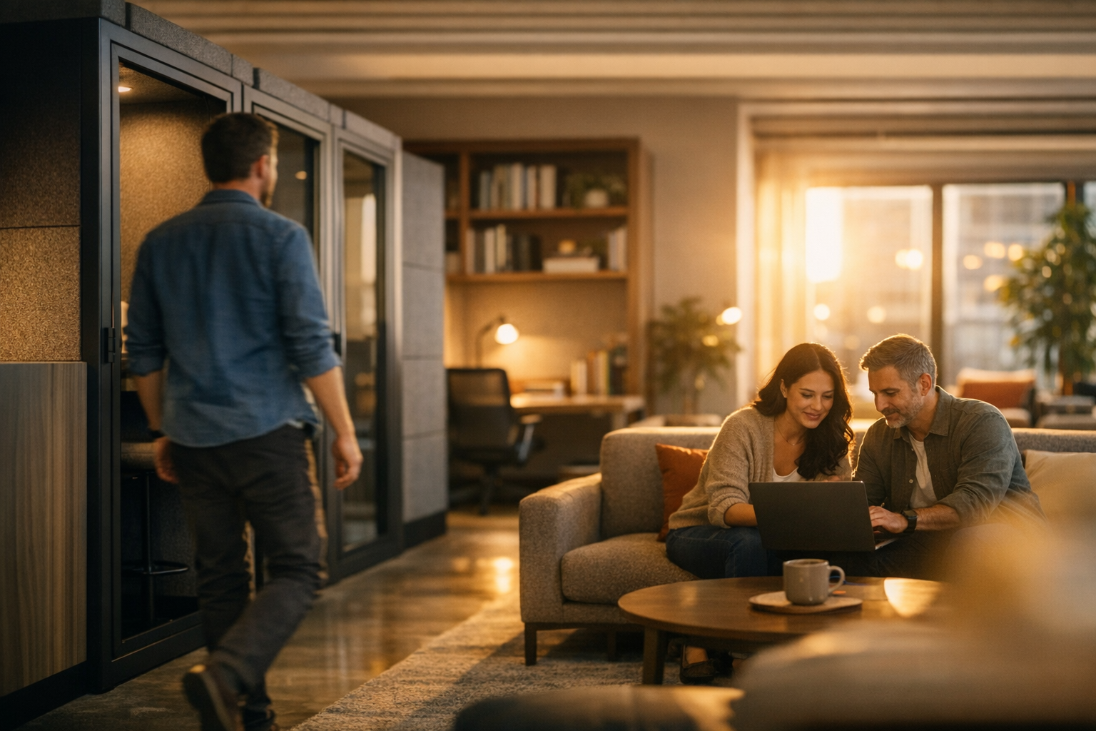 Kantoorinrichting met stiltezones