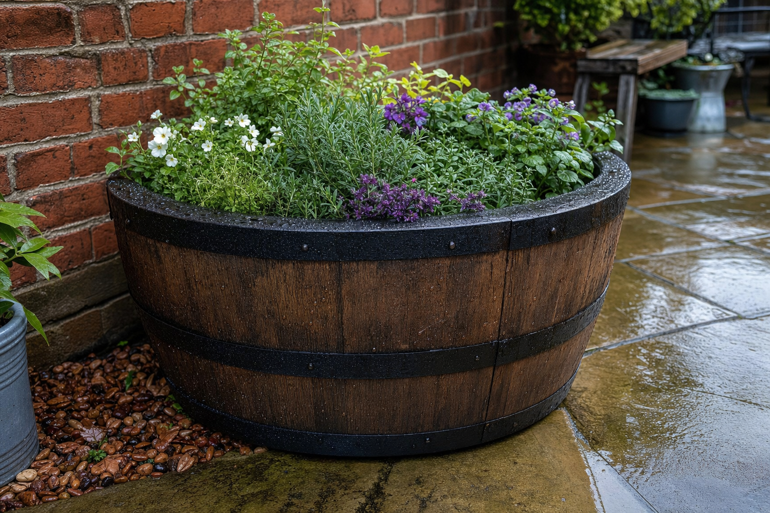 Wijnvat plantenbak behandeling