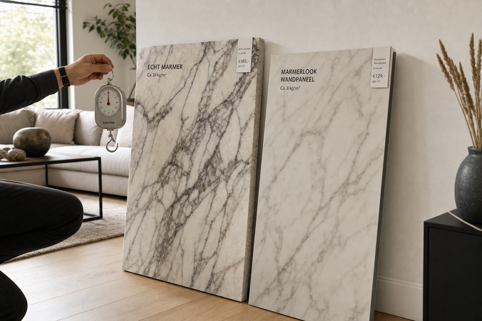 Wandpaneel marmer vergelijking